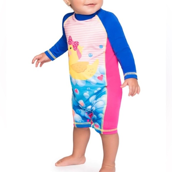 Color Fingers One Piece SPF 50 Swimwear with Duck Design - Picture 1 of 13
